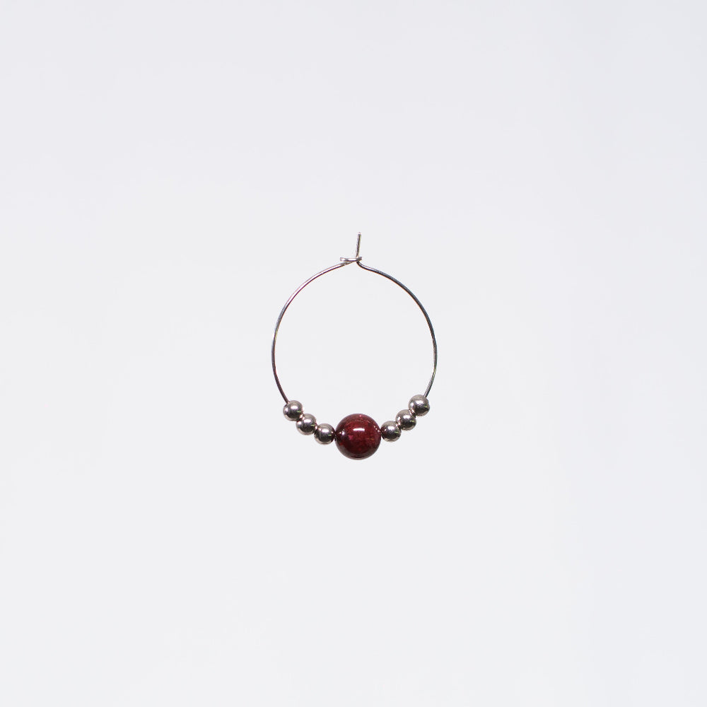 Boucle Oreille Grenat Cassandra - Acier Inoxydable Argent