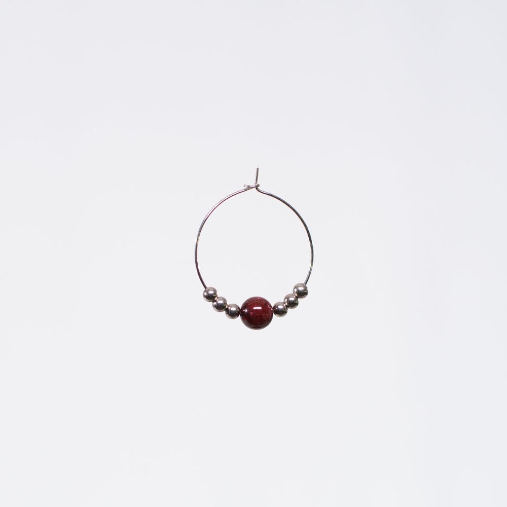 Boucle Oreille Grenat Cassandra - Acier Inoxydable Argent