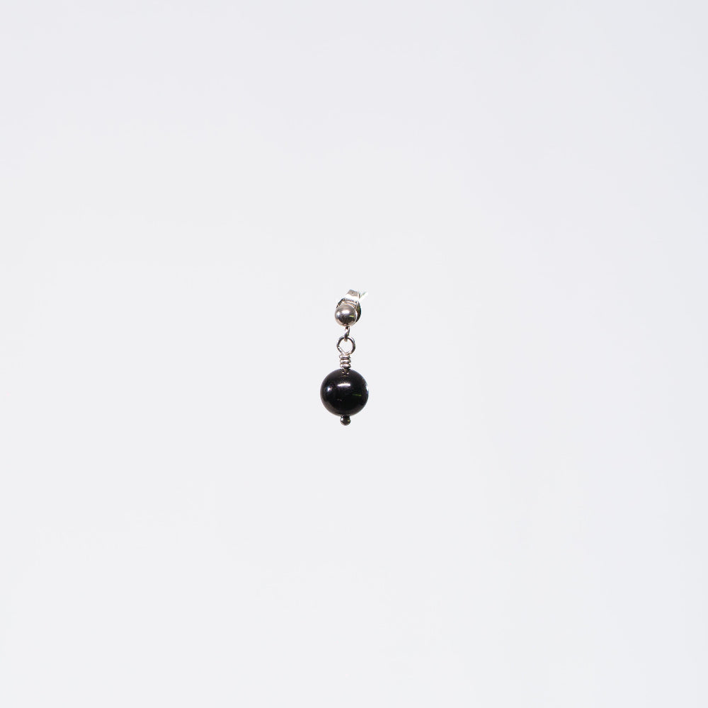 Boucle Oreille tourmaline Noir Séverine - Acier Inoxydable Argent