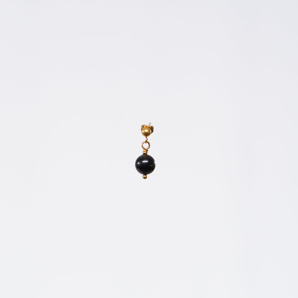 Boucle Oreille Tourmaline Noir Séverine - Acier Inoxydable Or