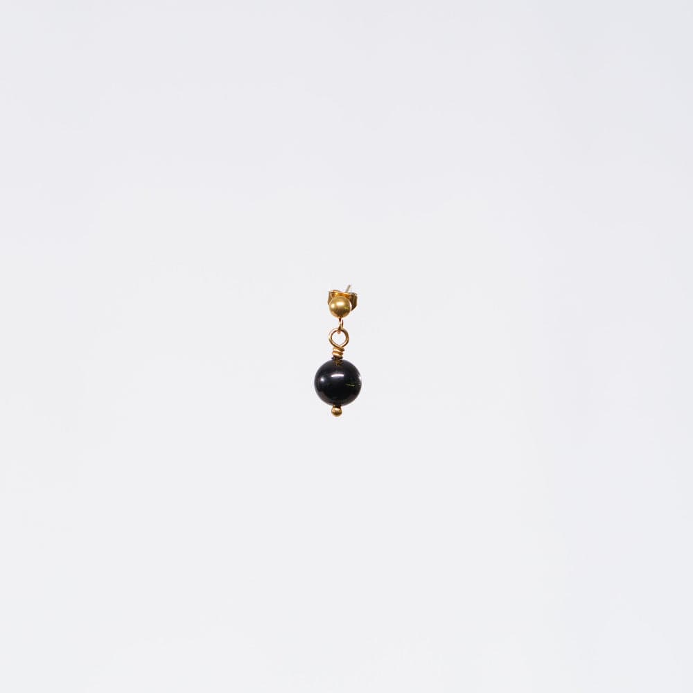 Boucle Oreille Tourmaline Noir Séverine - Acier Inoxydable Or