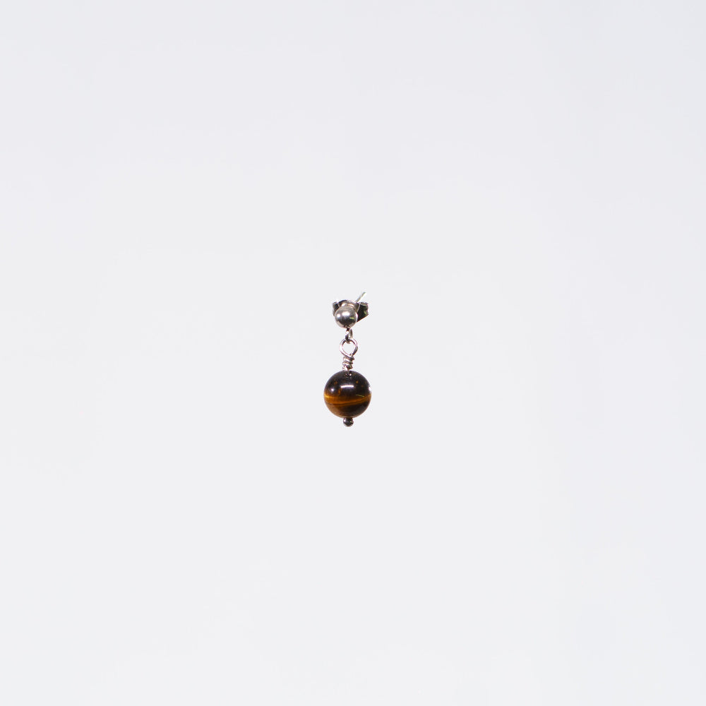 Boucle Oreille Œil de Tigre Séverine - Acier Inoxydable Argent