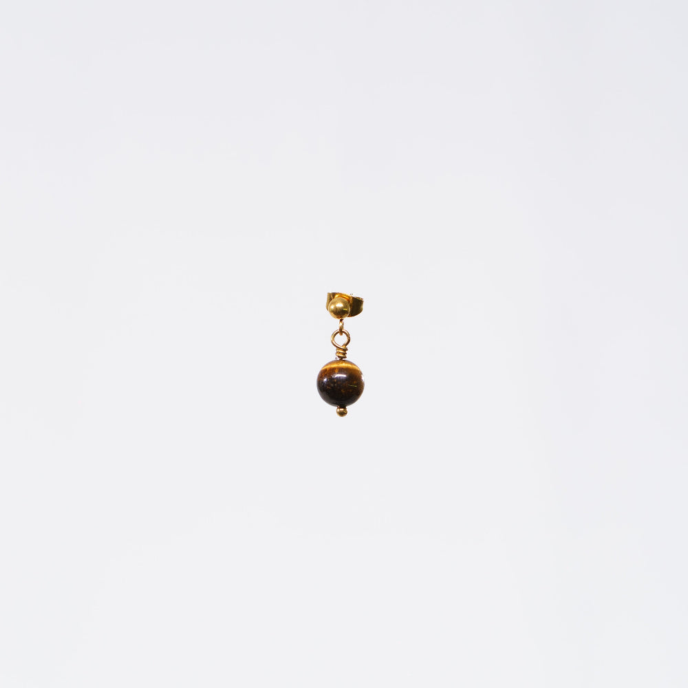 Boucle Oreille Œil de Tigre Séverine - Acier Inoxydable Or