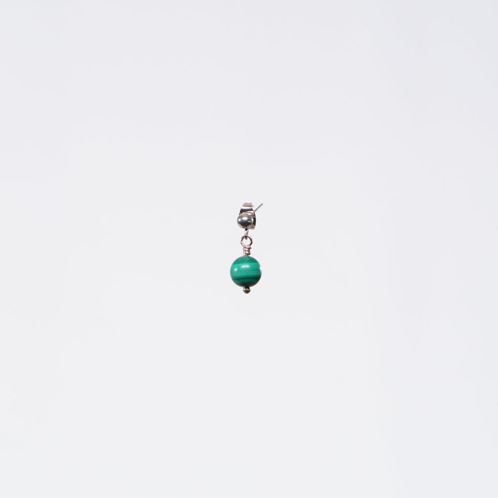Boucle Oreille Malachite Séverine - Acier Inoxydable Argent