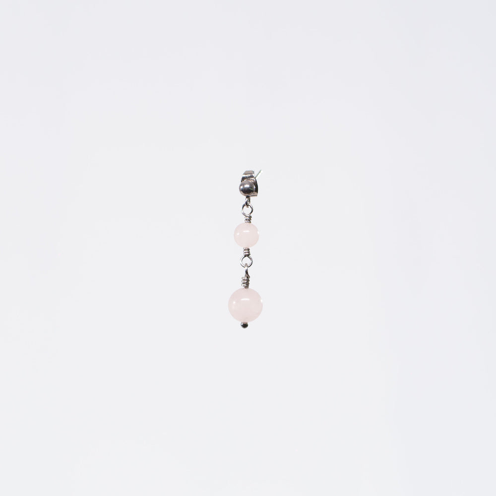 Boucle Oreille Quartz Rose Emma - Acier Inoxydable Argent