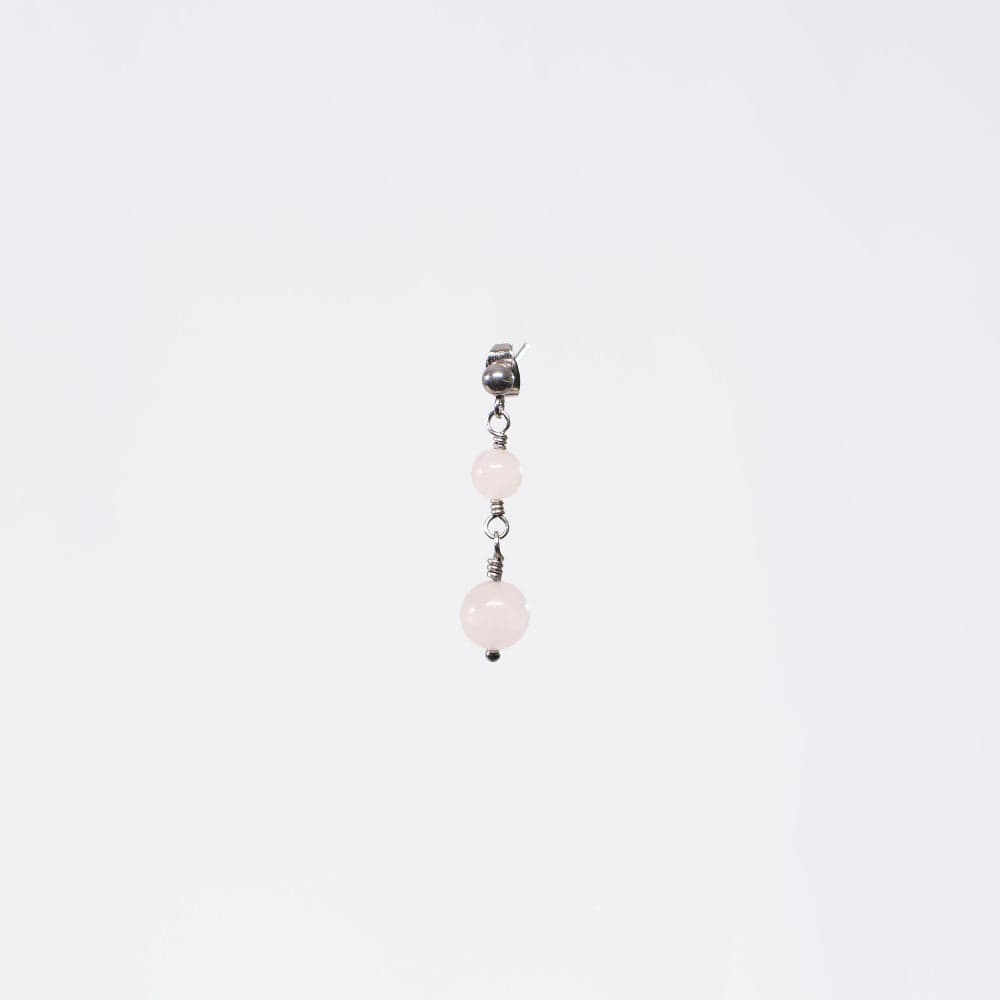 Boucle Oreille Quartz Rose Emma - Acier Inoxydable Argent