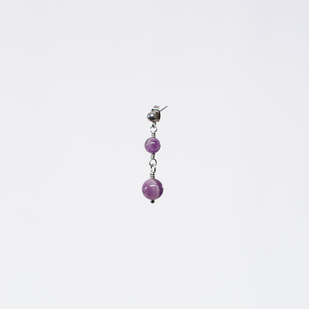 Boucle Oreille Améthyste Emma - Acier Inoxydable Argent