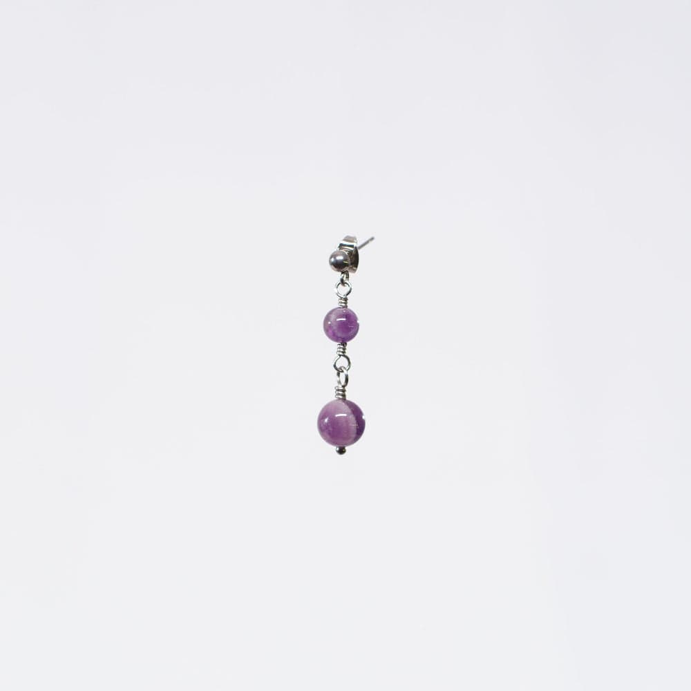 Boucle Oreille Améthyste Emma - Acier Inoxydable Argent