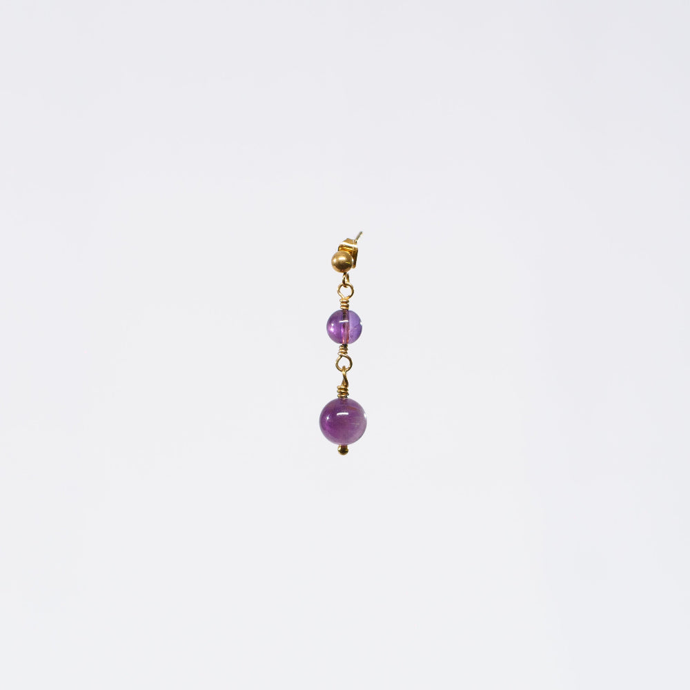 Boucle Oreille Améthyste Emma - Acier Inoxydable Argent