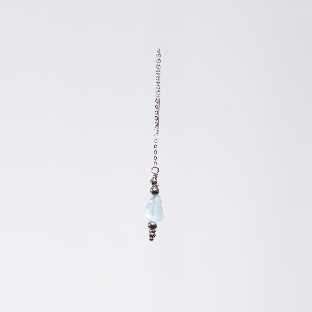Boucle Oreille Aigue Marine Eva - Acier Inoxydable Argent