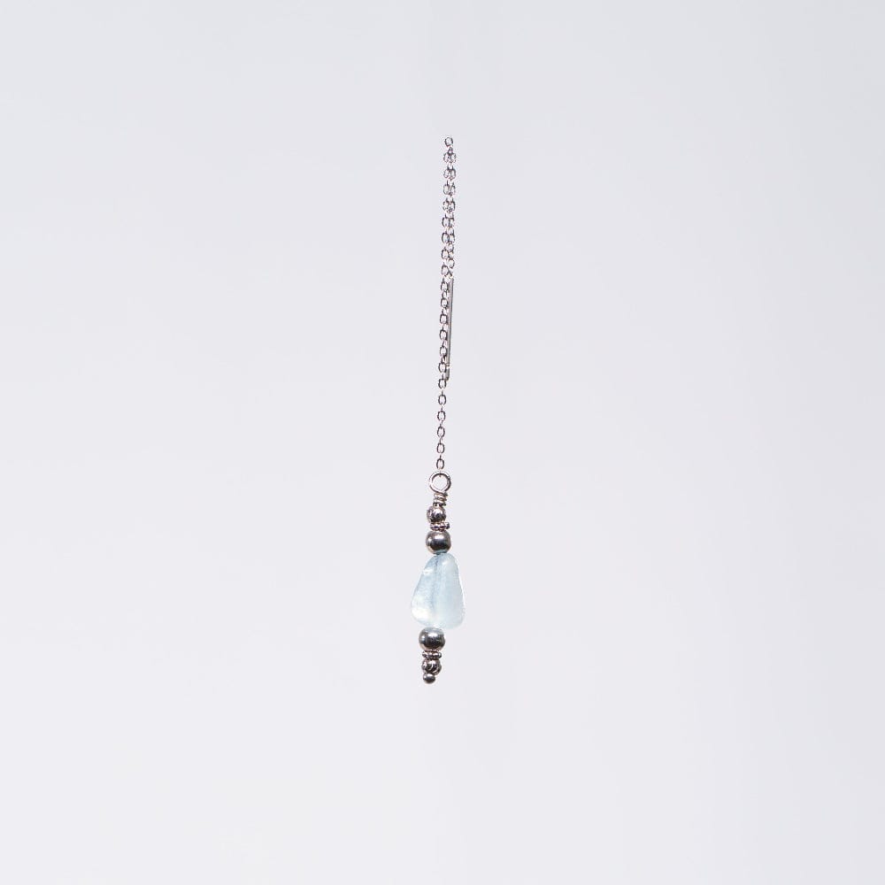 Boucle Oreille Aigue Marine Eva - Acier Inoxydable Argent