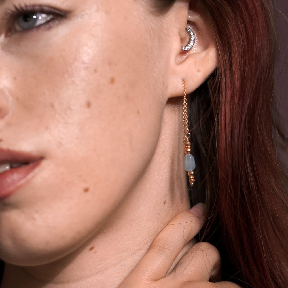 Boucles d'Oreilles Aigue Marine Eva or