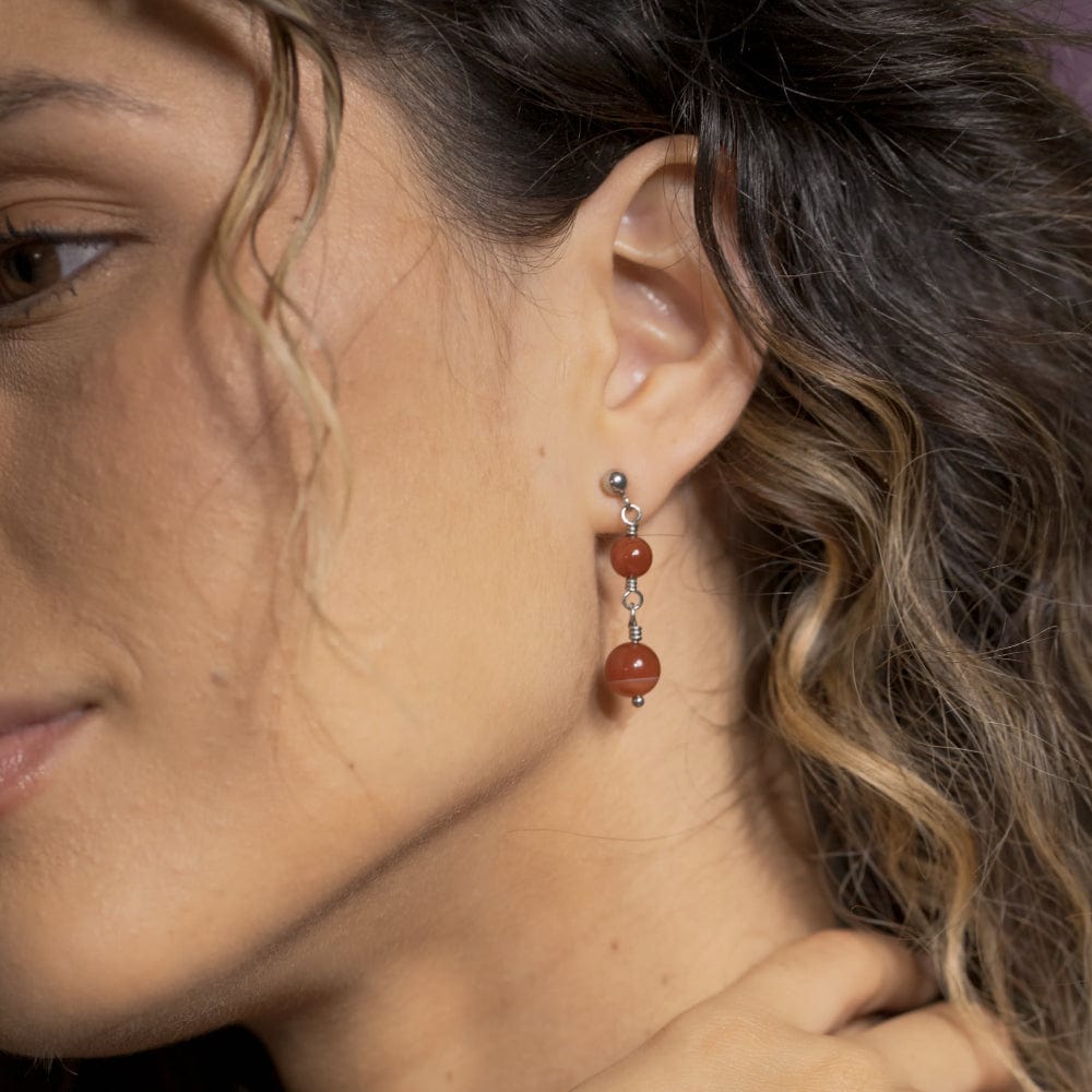 Boucles d'Oreilles Cornaline Emma Argent