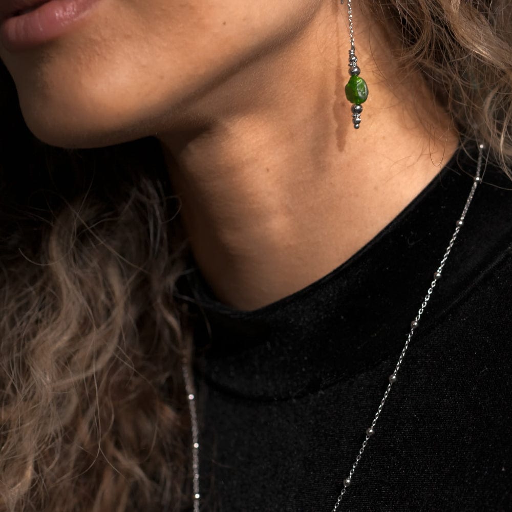 Boucles d'Oreilles Diopside Eva Argent