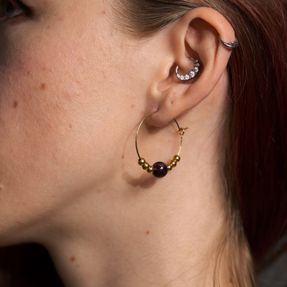 Boucles d'Oreilles Grenat Cassandra Or