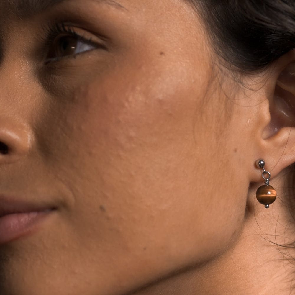 Boucles d'Oreilles Œil de Tigre Severine Argent