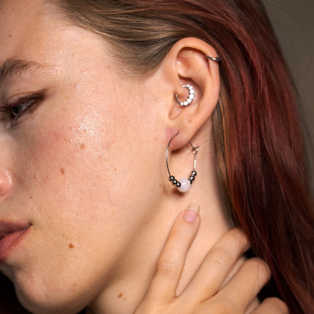 Boucles d'Oreilles Pierre de Lune Cassandra Argent