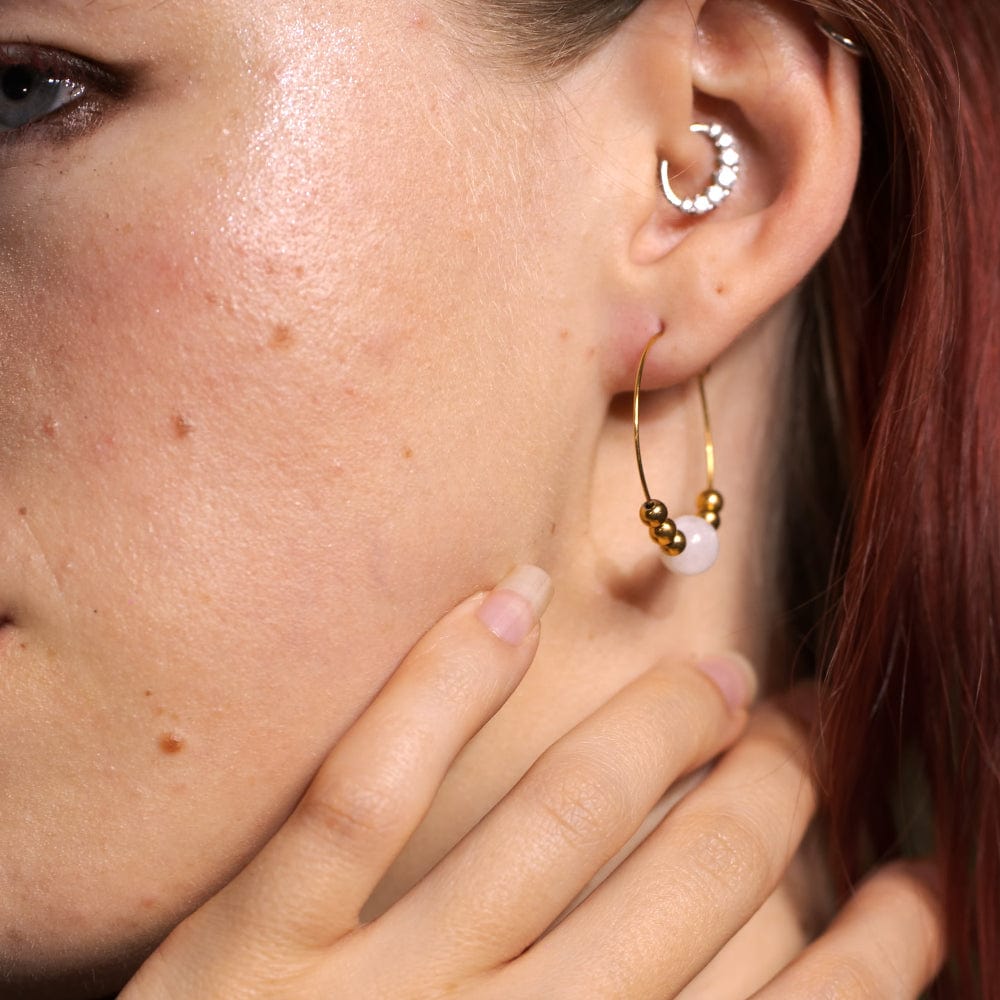 Boucles d'Oreilles Pierre de Lune Cassandra Or