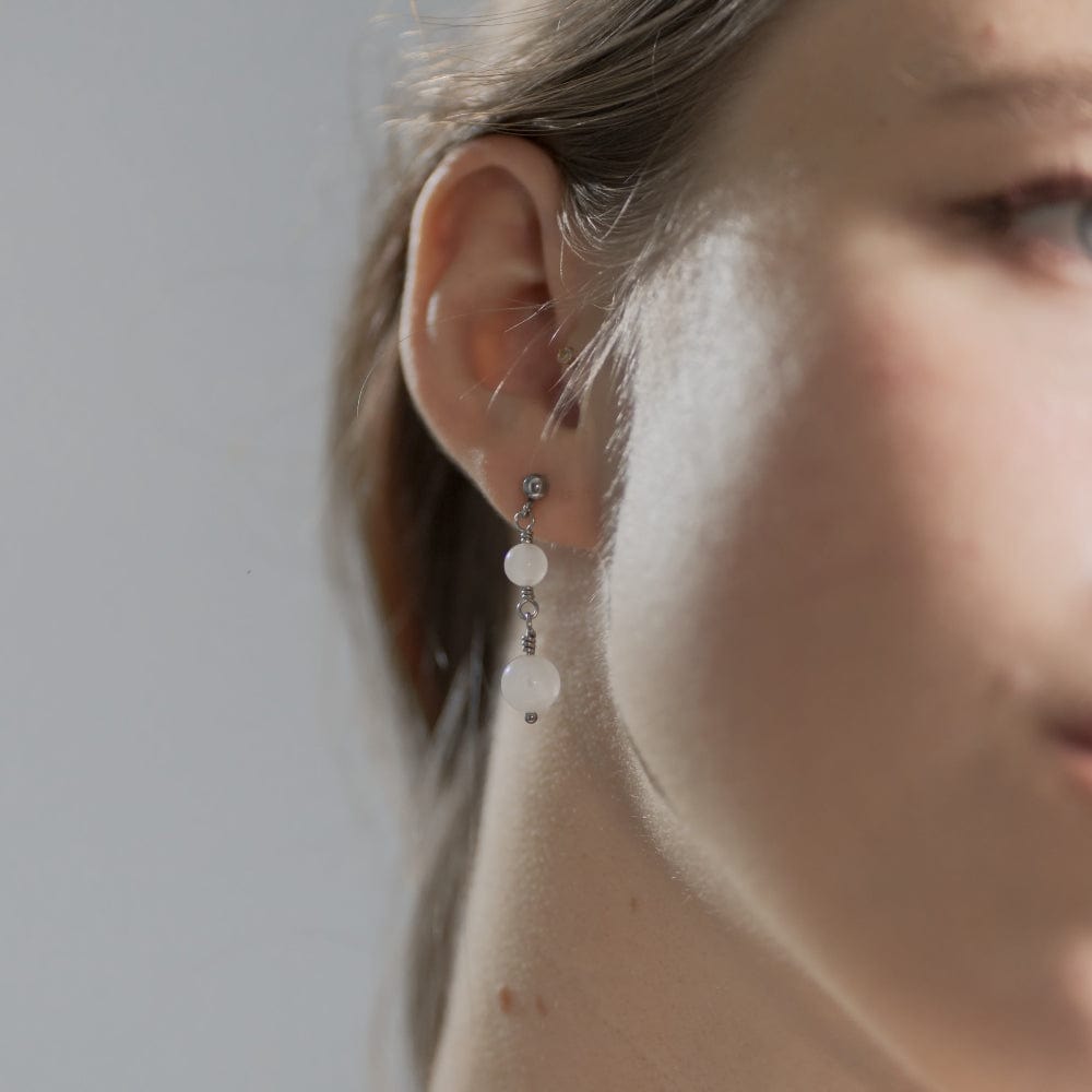 Boucles d'Oreilles Quartz Rose Emma Argent