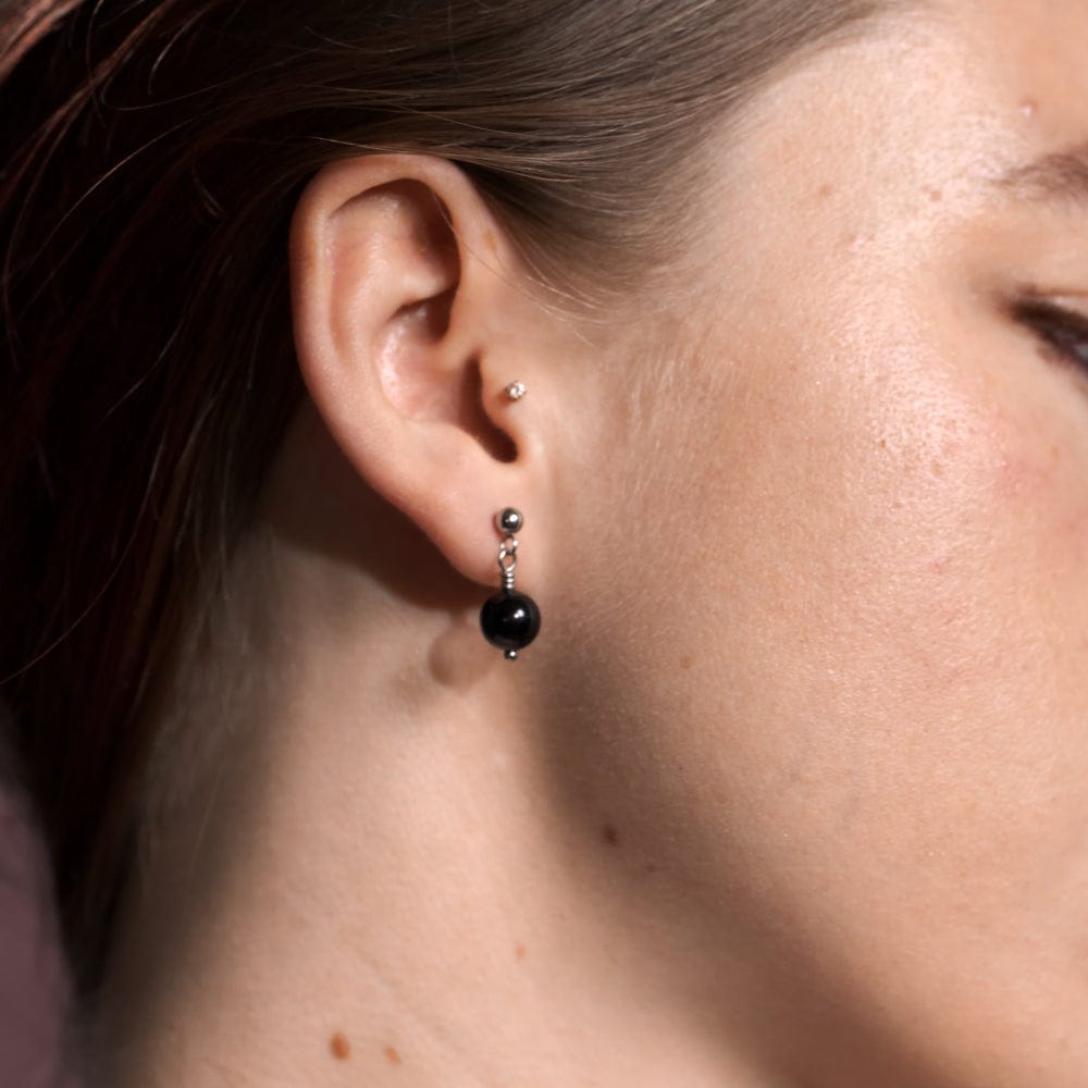Boucles d'Oreilles Tourmaline Noire Severine Argent