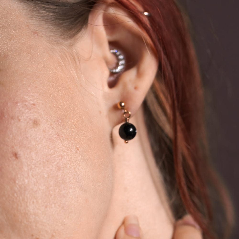 Boucles d'Oreilles Tourmaline Noire Severine Or
