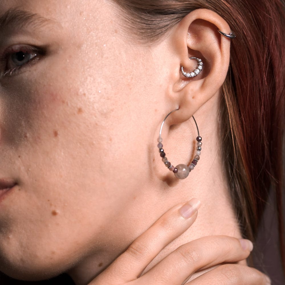 Boucles d'Oreilles Tourmaline Rose Celia Argent