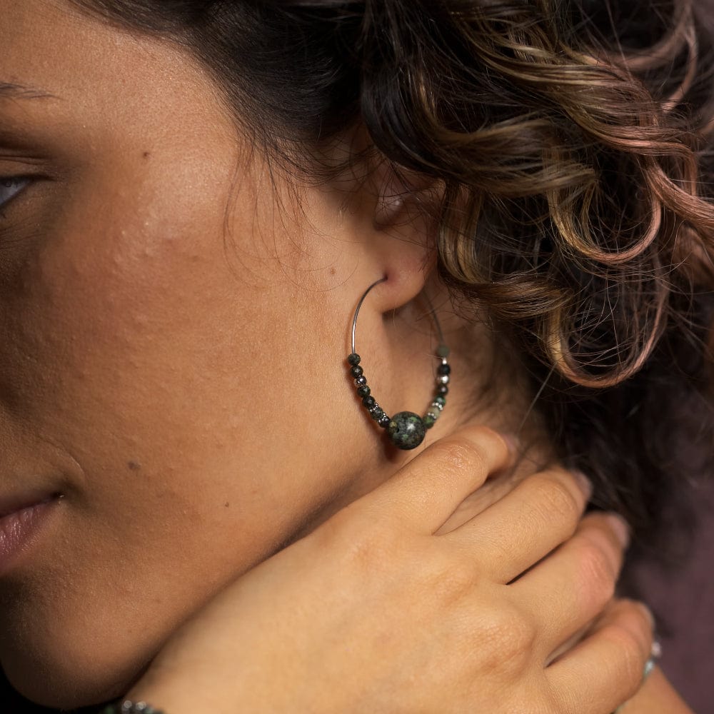 Boucles d'Oreilles Turquoise Africaine Celia Argent