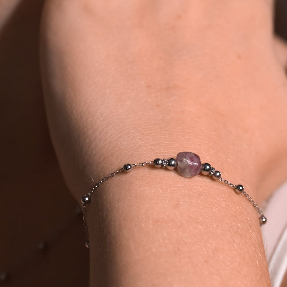 Bracelet Tourmaline Rose Eva Argent
