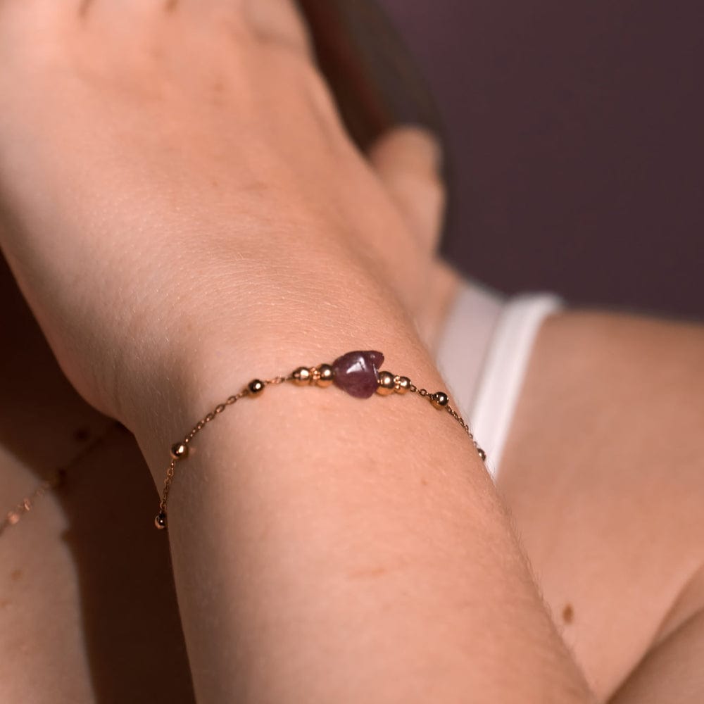 Bracelet Tourmaline Rose Eva Or