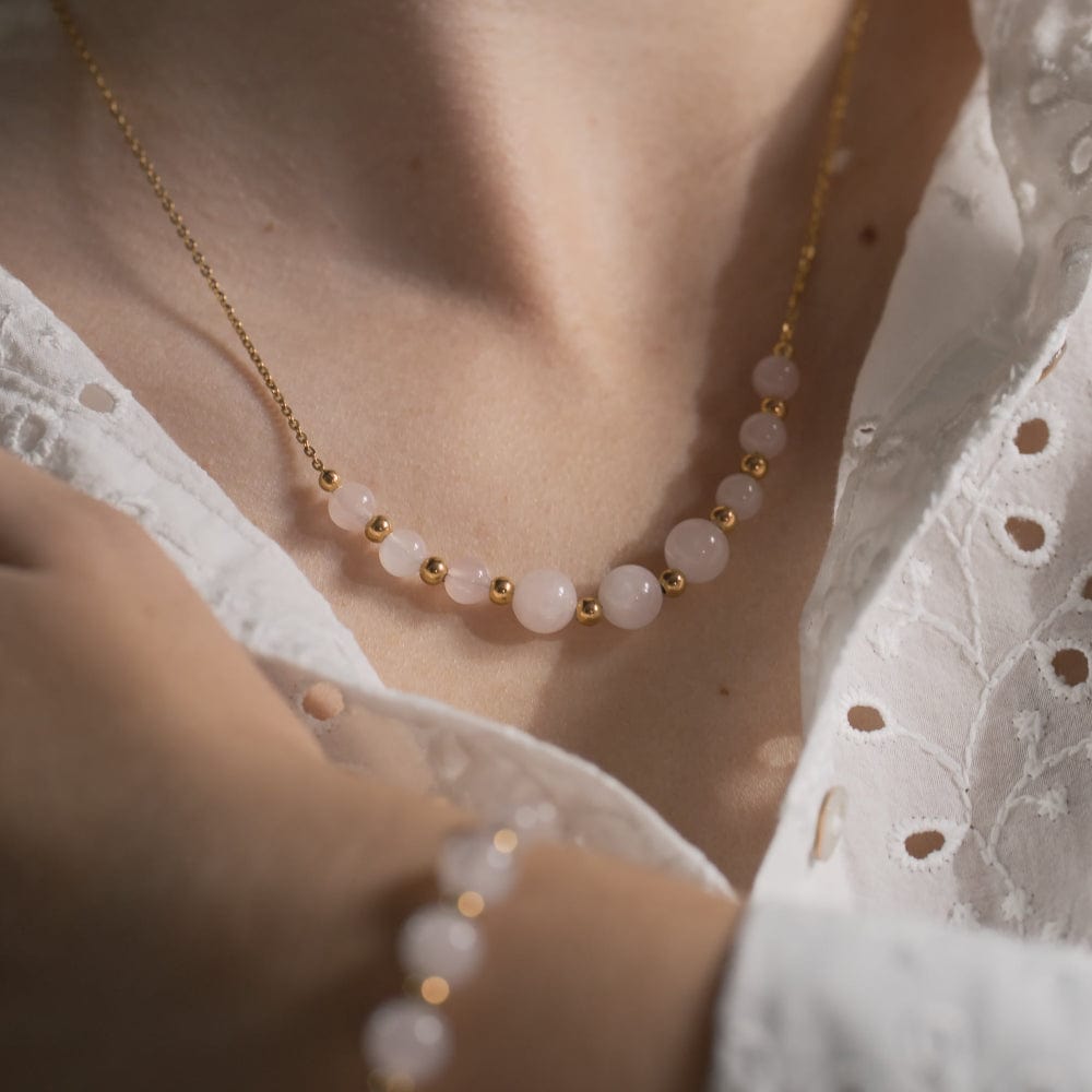 Collier Quartz Rose Emma Or