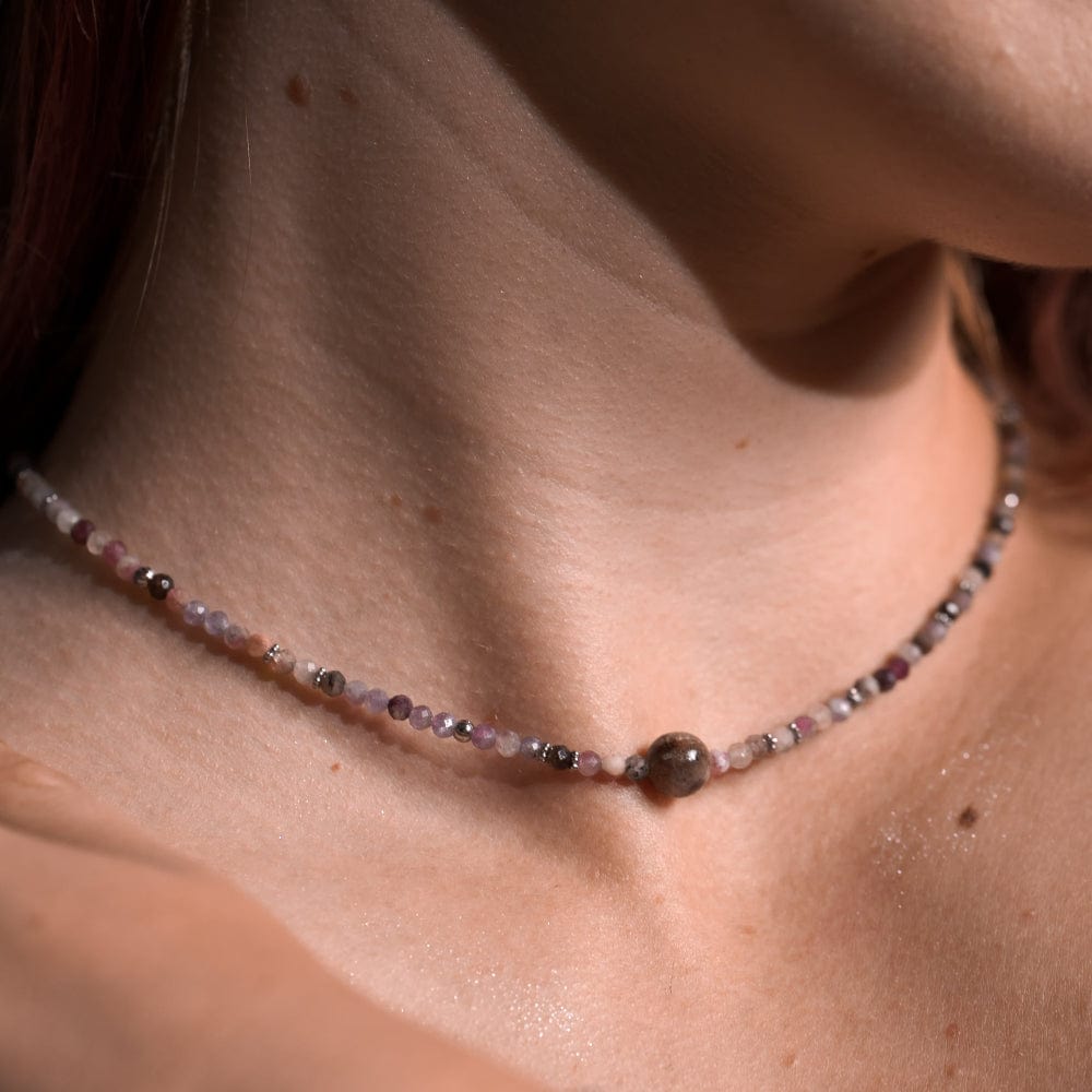 Collier Tourmaline Rose Celia Argent