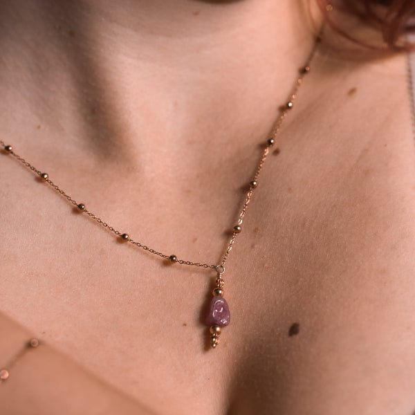 Collier Tourmaline Rose Eva Or