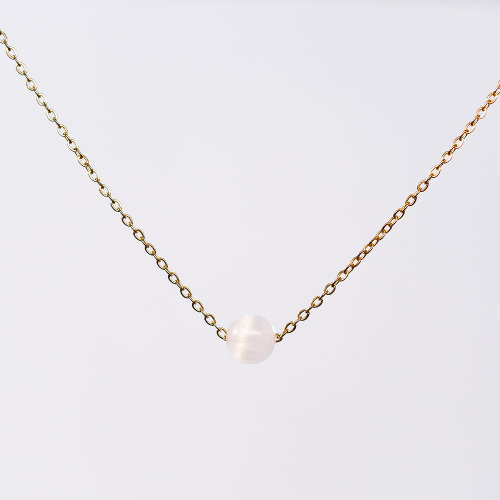 Collier en Sélénite Séverine - Acier inoxydable Or