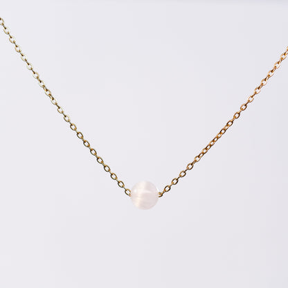 Collier en Sélénite Séverine - Acier inoxydable Or