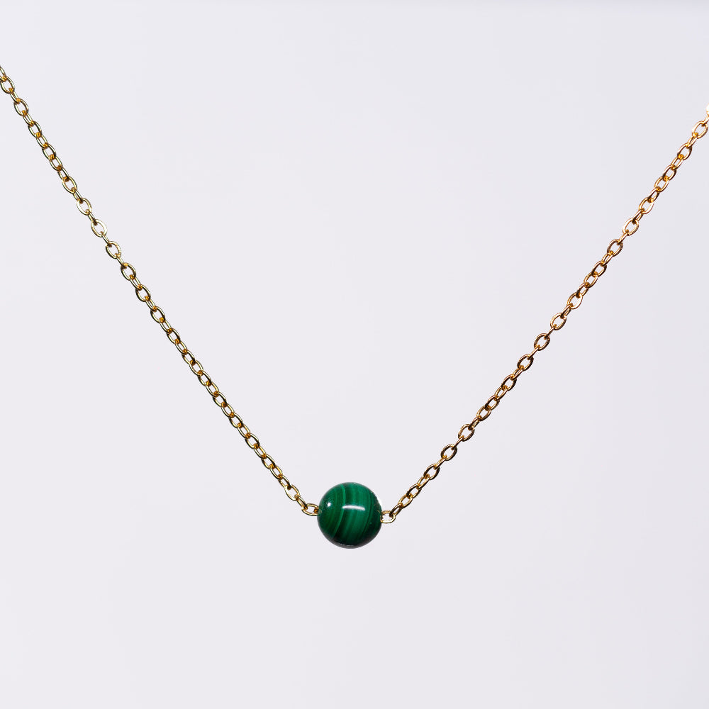 Collier en Malachite Séverine - Acier inoxydable Or