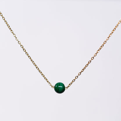 Collier en Malachite Séverine - Acier inoxydable Or