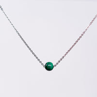 Collier en Malachite Séverine - Acier inoxydable Argent