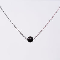 Collier en Tourmaline Noir Séverine - Acier Inoxydable Argent 