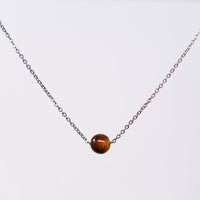 Collier en Œil de Tigre Séverine - Acier Inoxydable Argent 