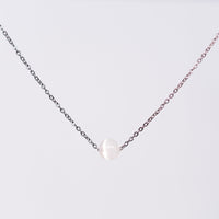 Collier en Sélénite Séverine - Acier inoxydable Argent