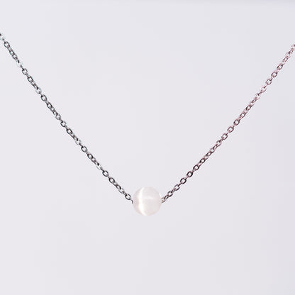 Collier en Sélénite Séverine - Acier inoxydable Argent