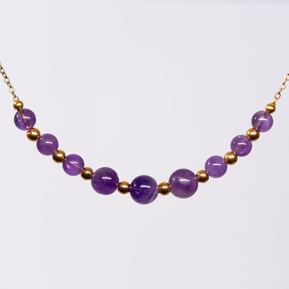 Collier en Améthyste - Acier Inoxydable Or