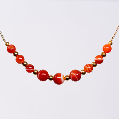 Collier en Cornaline - Acier Inoxydable Or