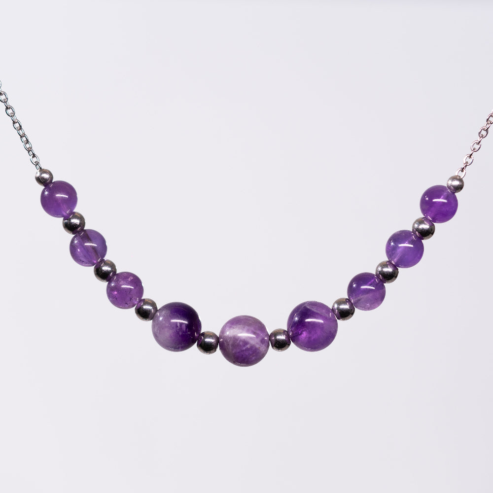 Collier en Améthyste - Acier Inoxydable argent