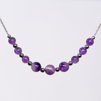 Collier en Améthyste - Acier Inoxydable argent