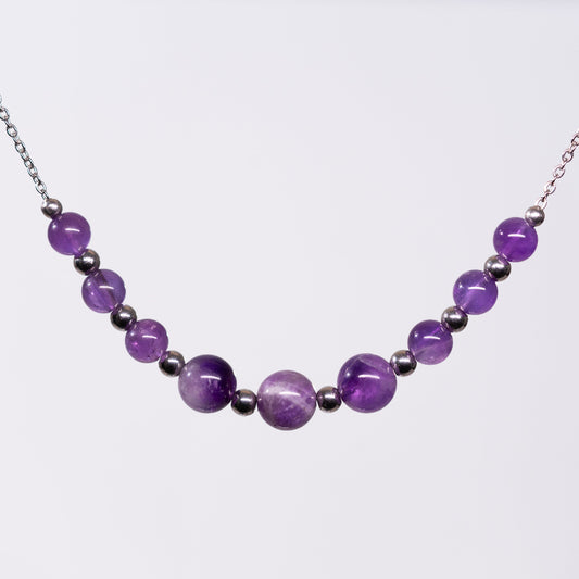 Collier en Améthyste - Acier Inoxydable argent