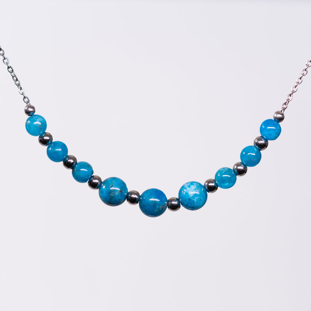 Collier en Apatite - Acier Inoxydable Argent