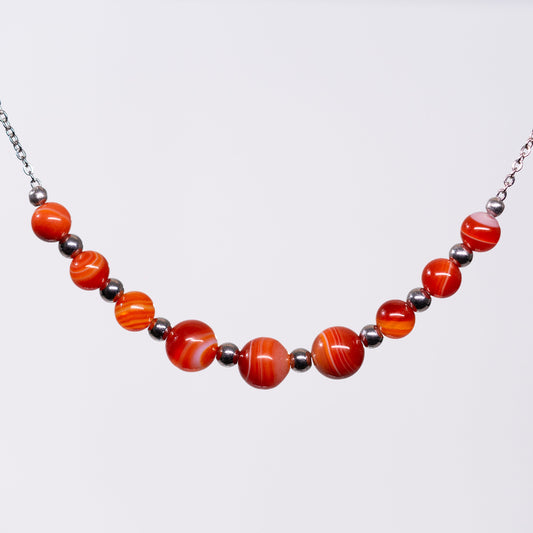 Collier en Cornaline - Acier Inoxydable Argent