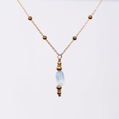 Collier en Aigue Marine Eva - Acier Inoxydable Or
