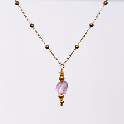 Collier en Améthyste - Acier Inoxydable Or